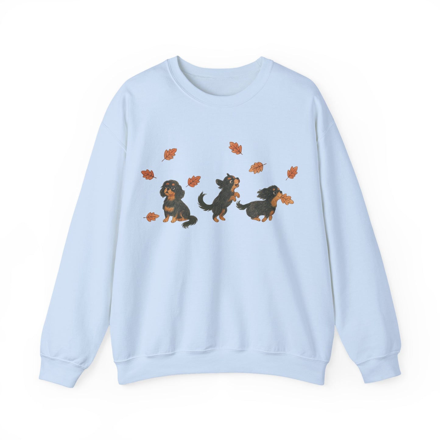 Black Tan Cavalier Chasing Leaves Sweatshirt