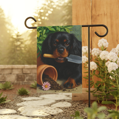 Black Tan Cavalier Garden Flag