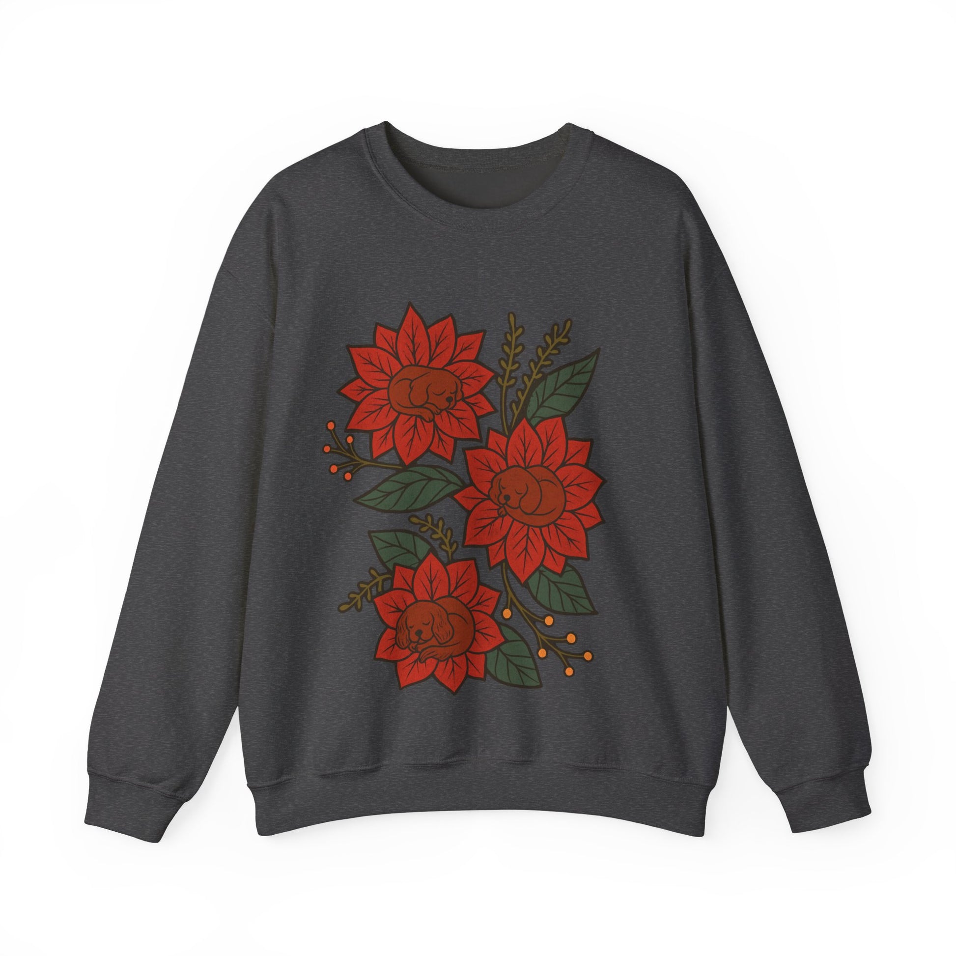 Ruby Cavalier Christmas Flower Sweatshirt