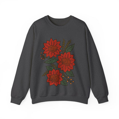 Ruby Cavalier Christmas Flower Sweatshirt