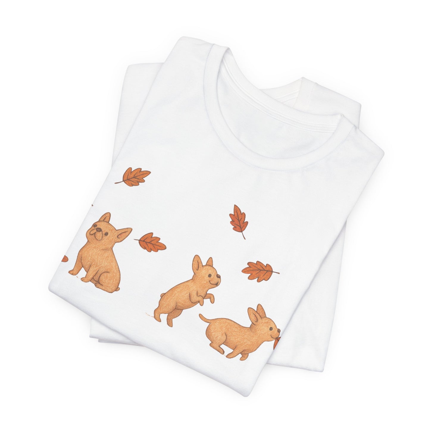 Fawn Frenchie Chasing Leaves TShirt