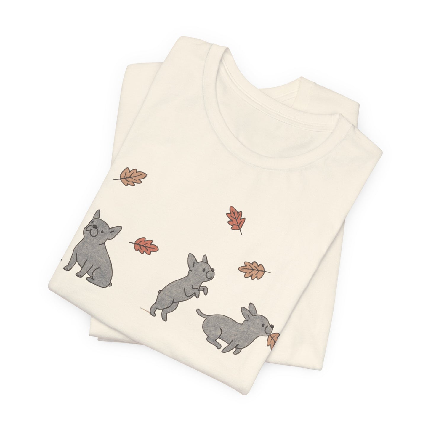 Black Frenchie Chasing Leaves TShirt