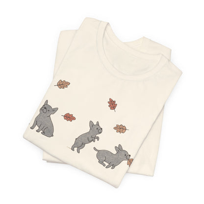 Black Frenchie Chasing Leaves TShirt