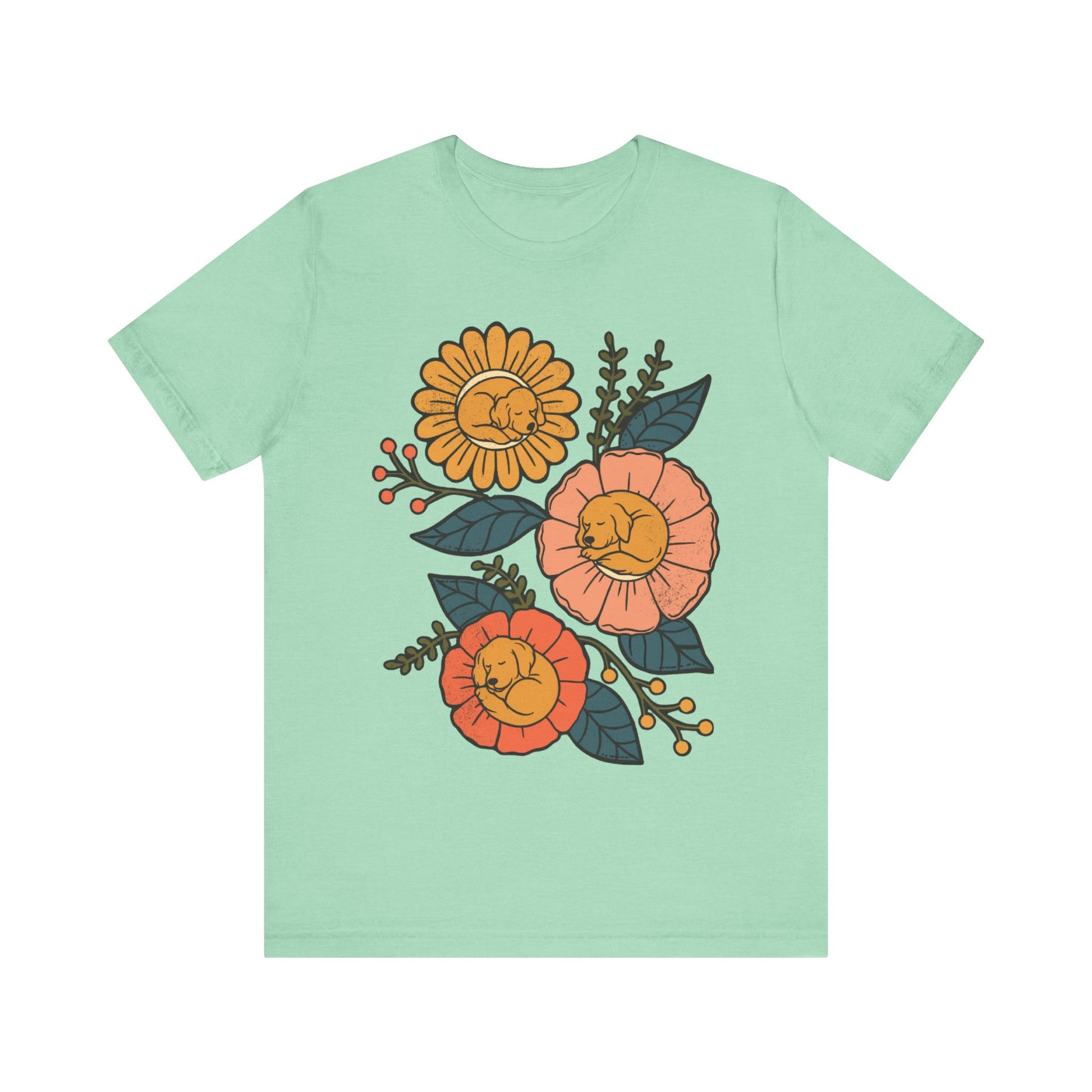 Golden Retriever Sleeping Flowers TShirt