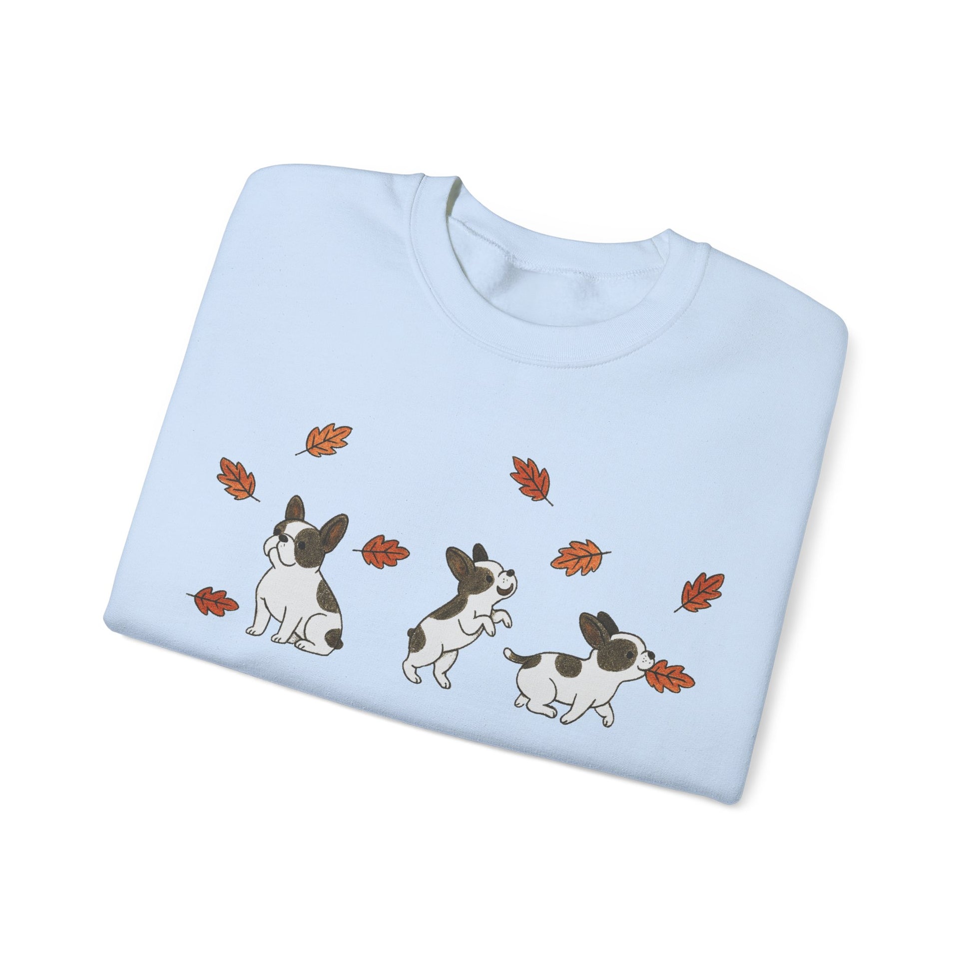 Piebald Frenchie Chasing Leaves Sweatshirt