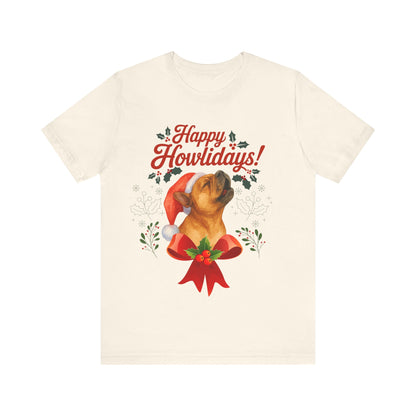 Fawn French Bulldog Happy Howlidays TShirt