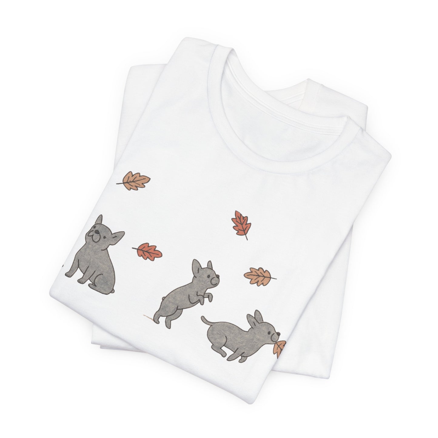 Black Frenchie Chasing Leaves TShirt