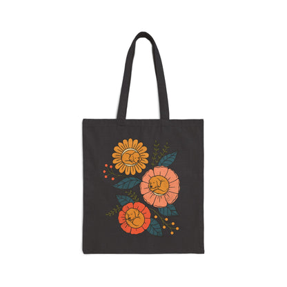 Golden Retriever Sleeping Flowers Tote Bag