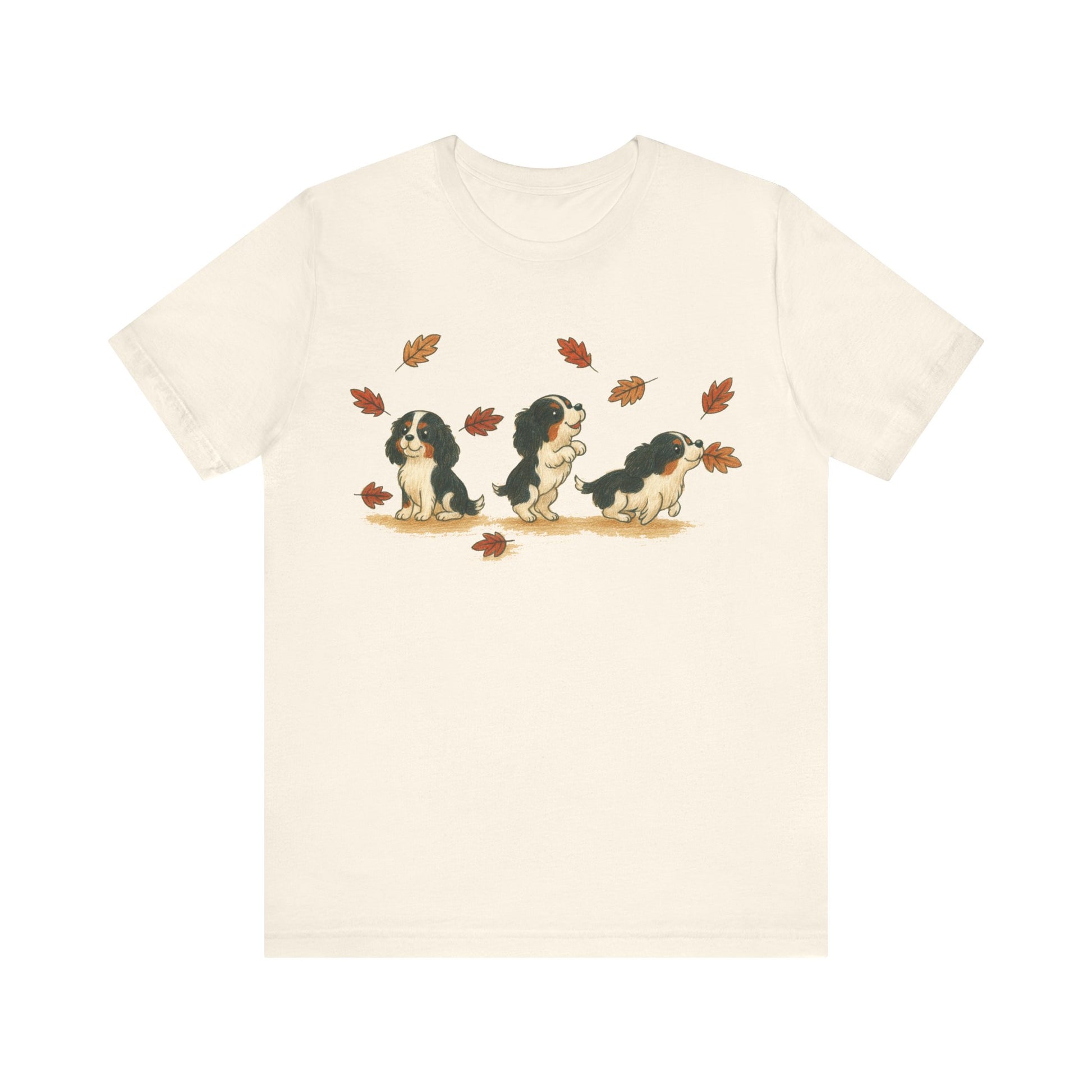Tricolor Cavalier Chasing Leaves TShirt
