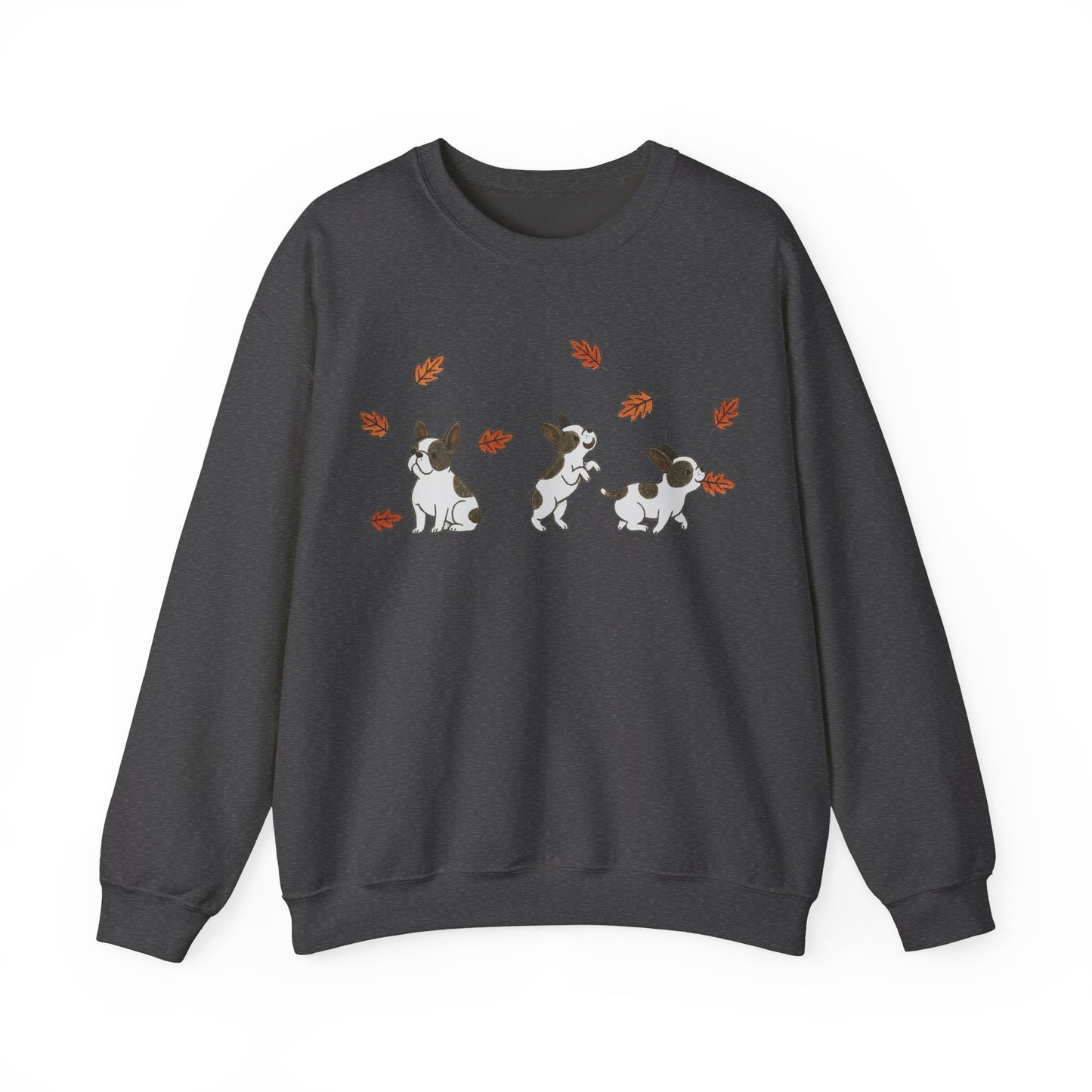 Piebald Frenchie Chasing Leaves Sweatshirt