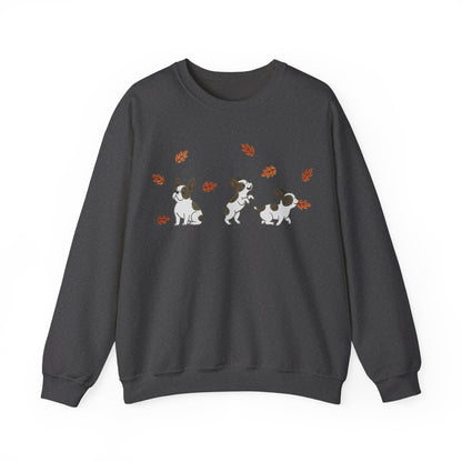 Piebald Frenchie Chasing Leaves Sweatshirt