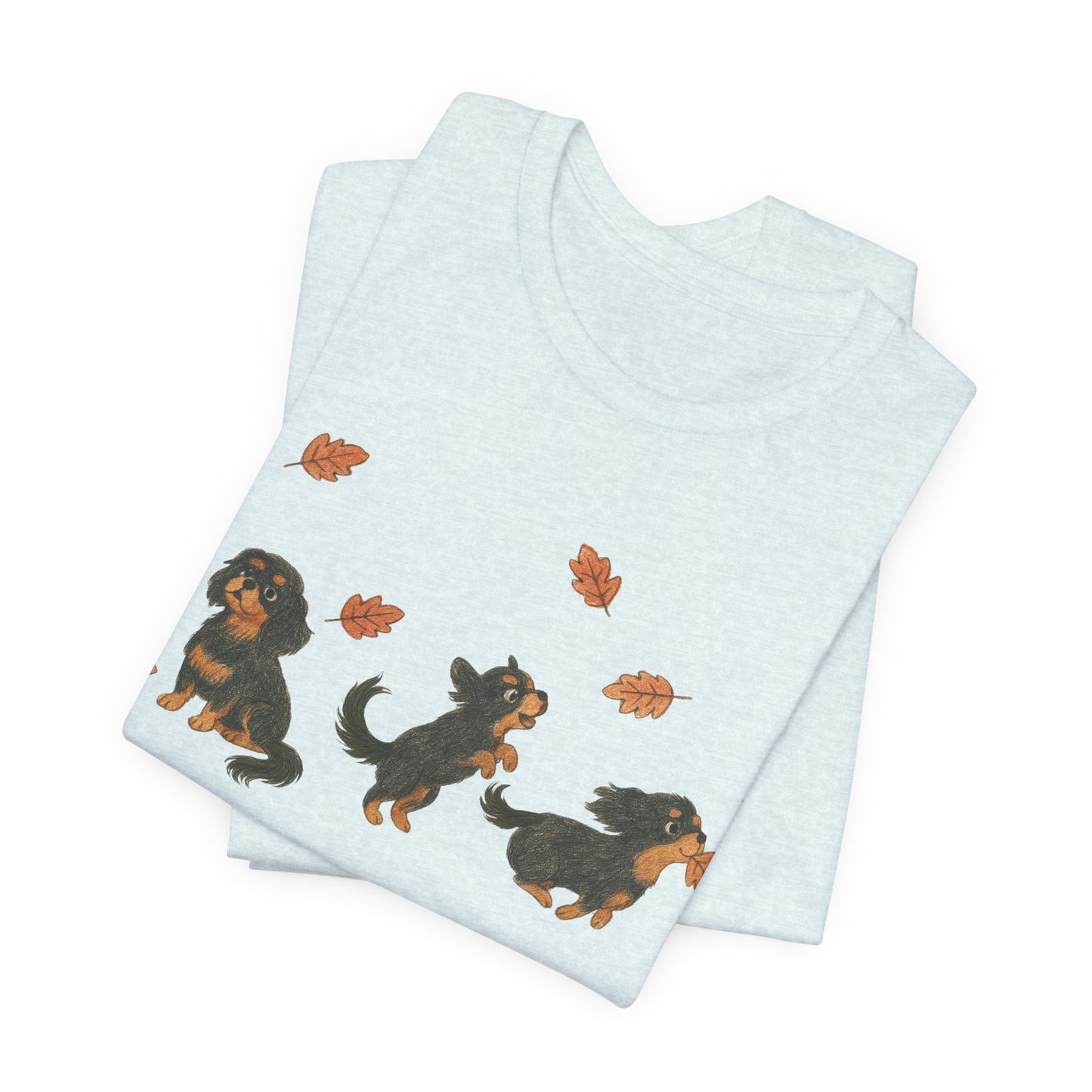 Black Tan Cavalier Chasing Leaves TShirt