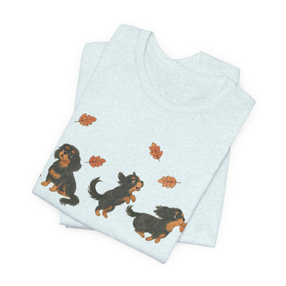 Black Tan Cavalier Chasing Leaves TShirt