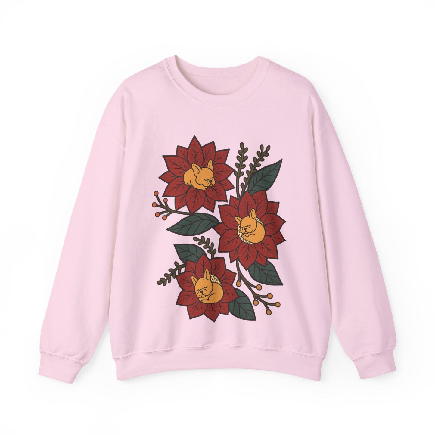 Fawn Frenchie Christmas Flower Sweatshirt