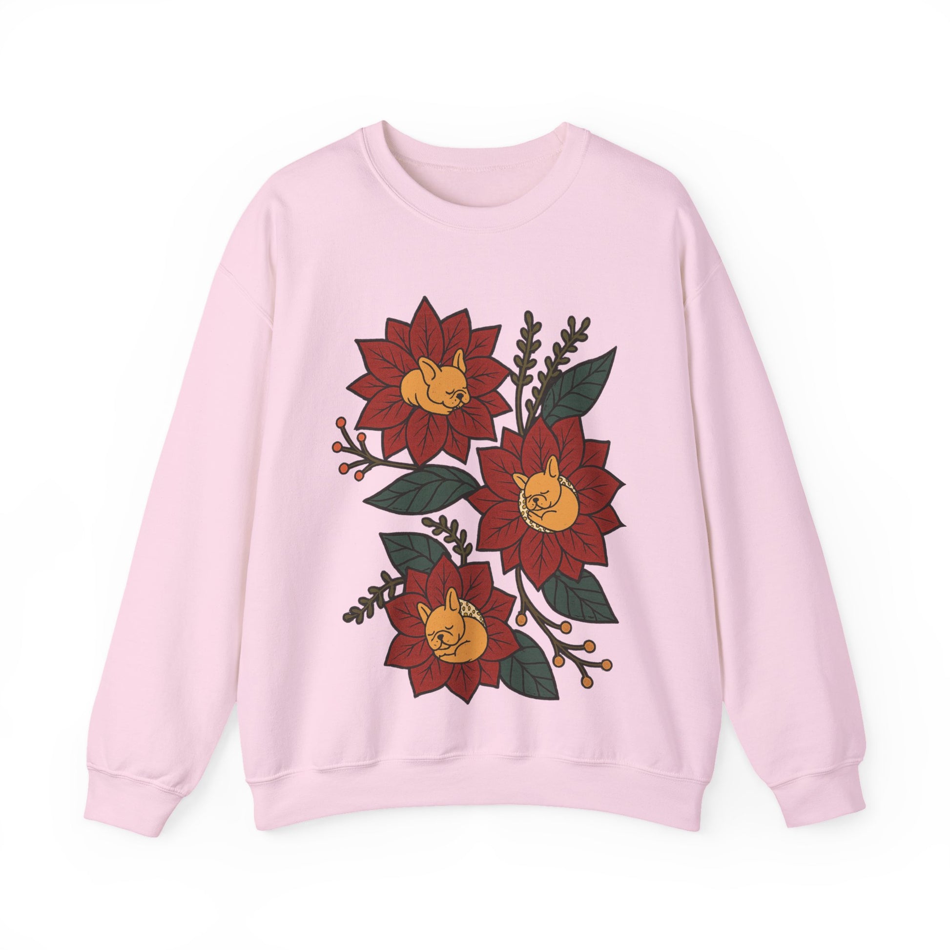 Fawn Frenchie Christmas Flower Sweatshirt
