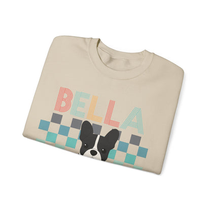 Piebald French Bulldog Retro Checkered Sweatshirt