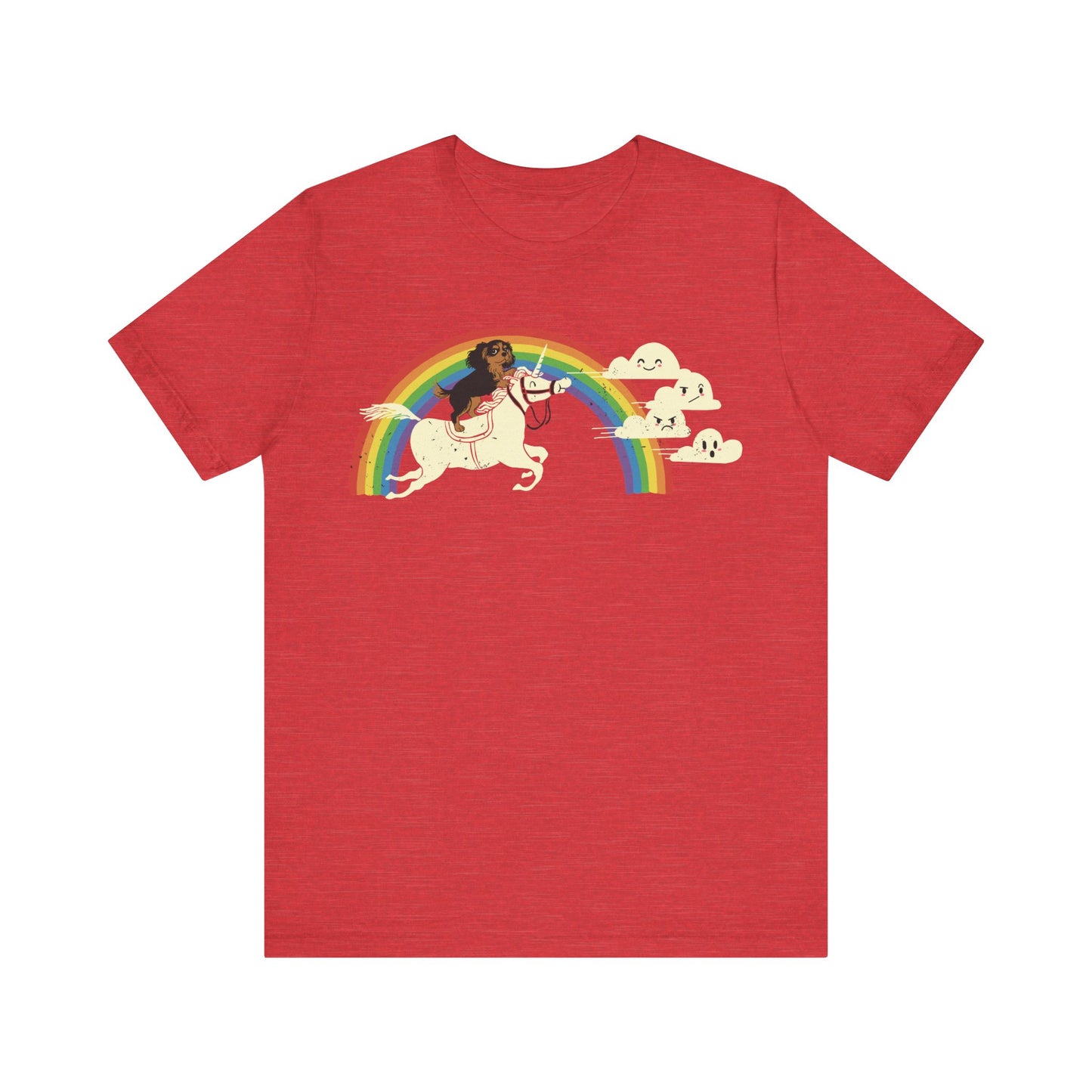 Rainbow Unicorn Black Tan Cavalier Tshirt