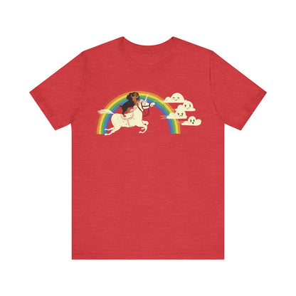 Rainbow Unicorn Black Tan Cavalier Tshirt