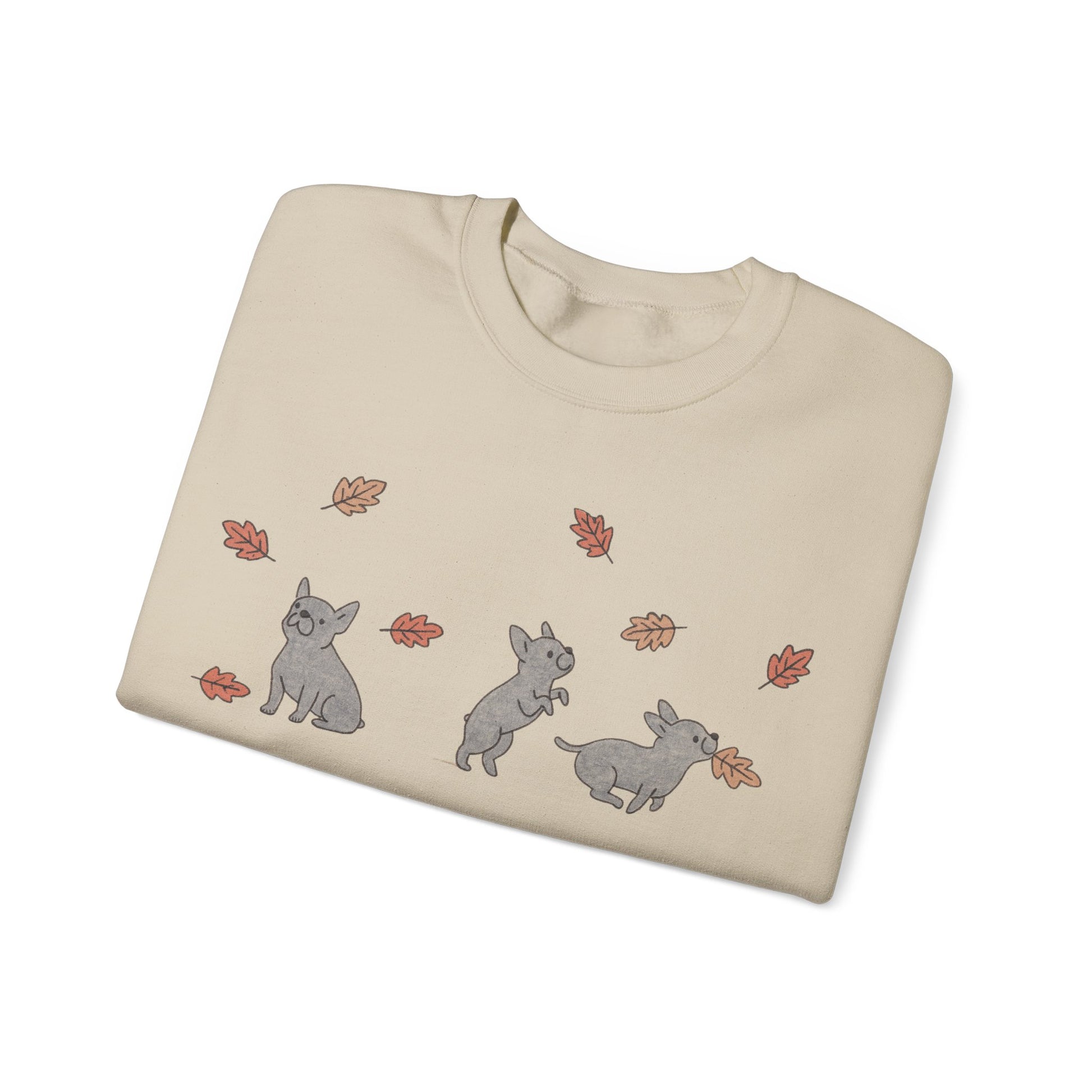 Black French Bulldog Chasing Leaves Sweatshirt