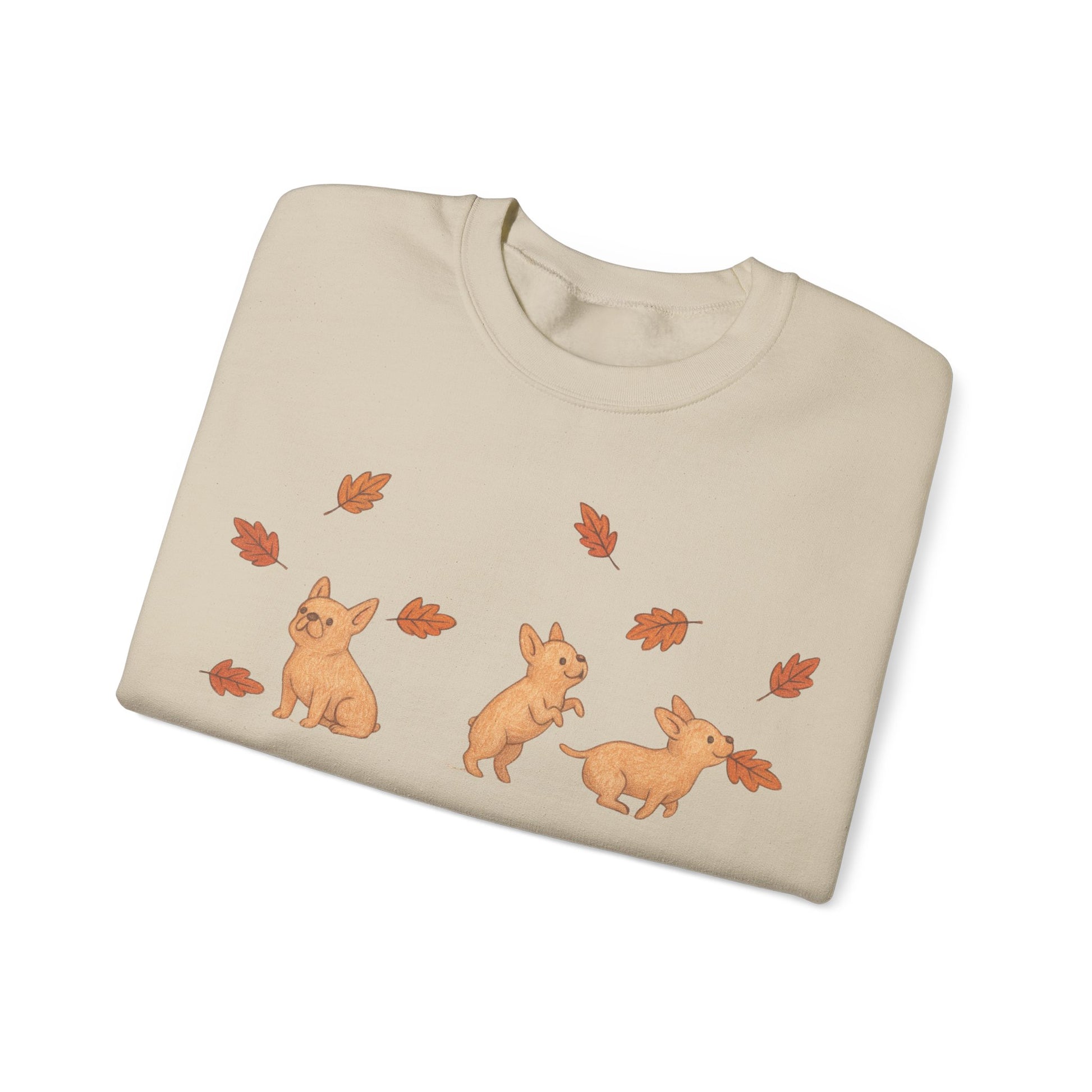 Fawn Frenchie Chasing Leaves Sweatshirt