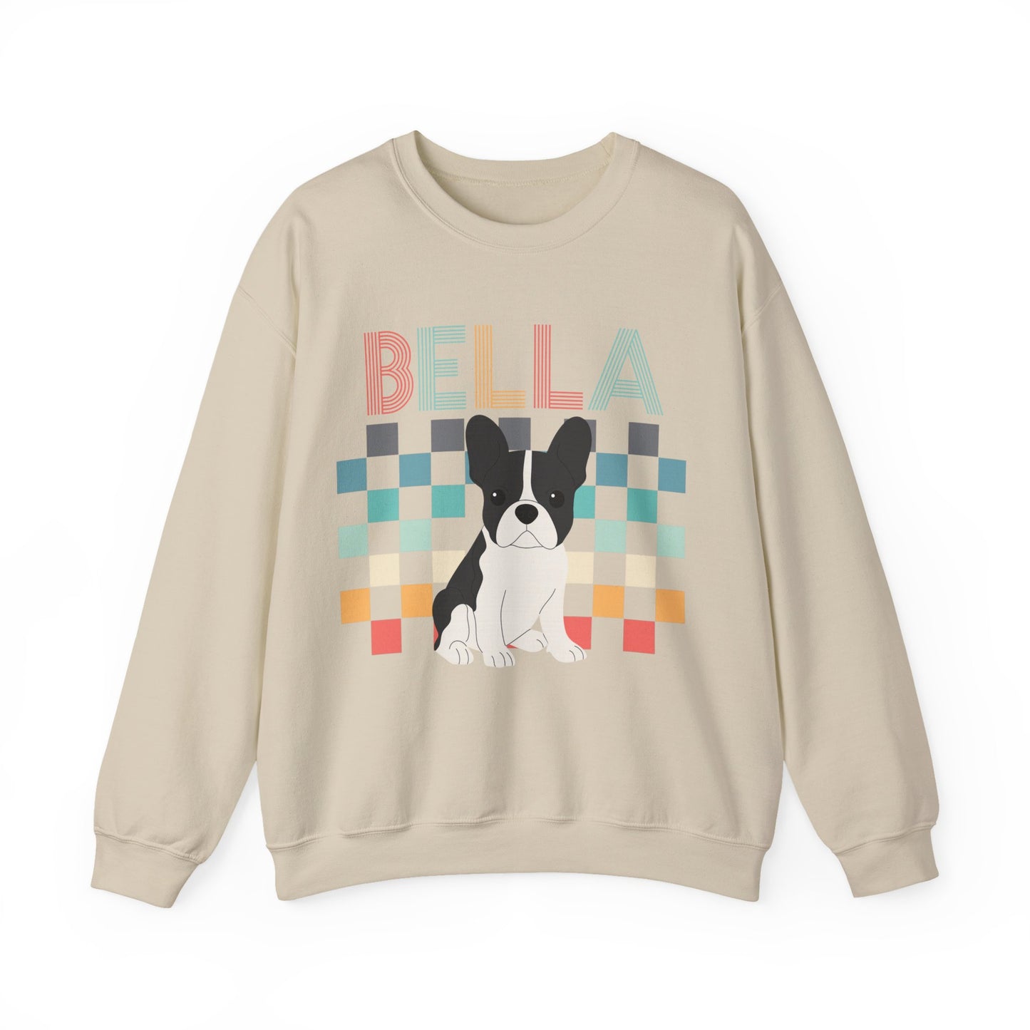 Piebald French Bulldog Retro Checkered Sweatshirt