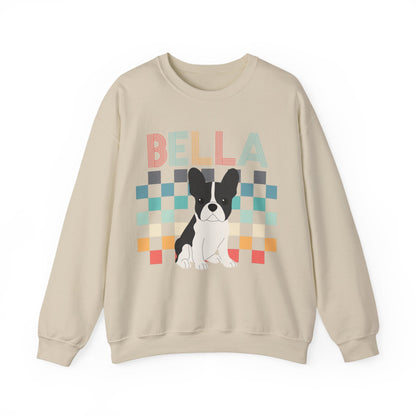 Piebald French Bulldog Retro Checkered Sweatshirt