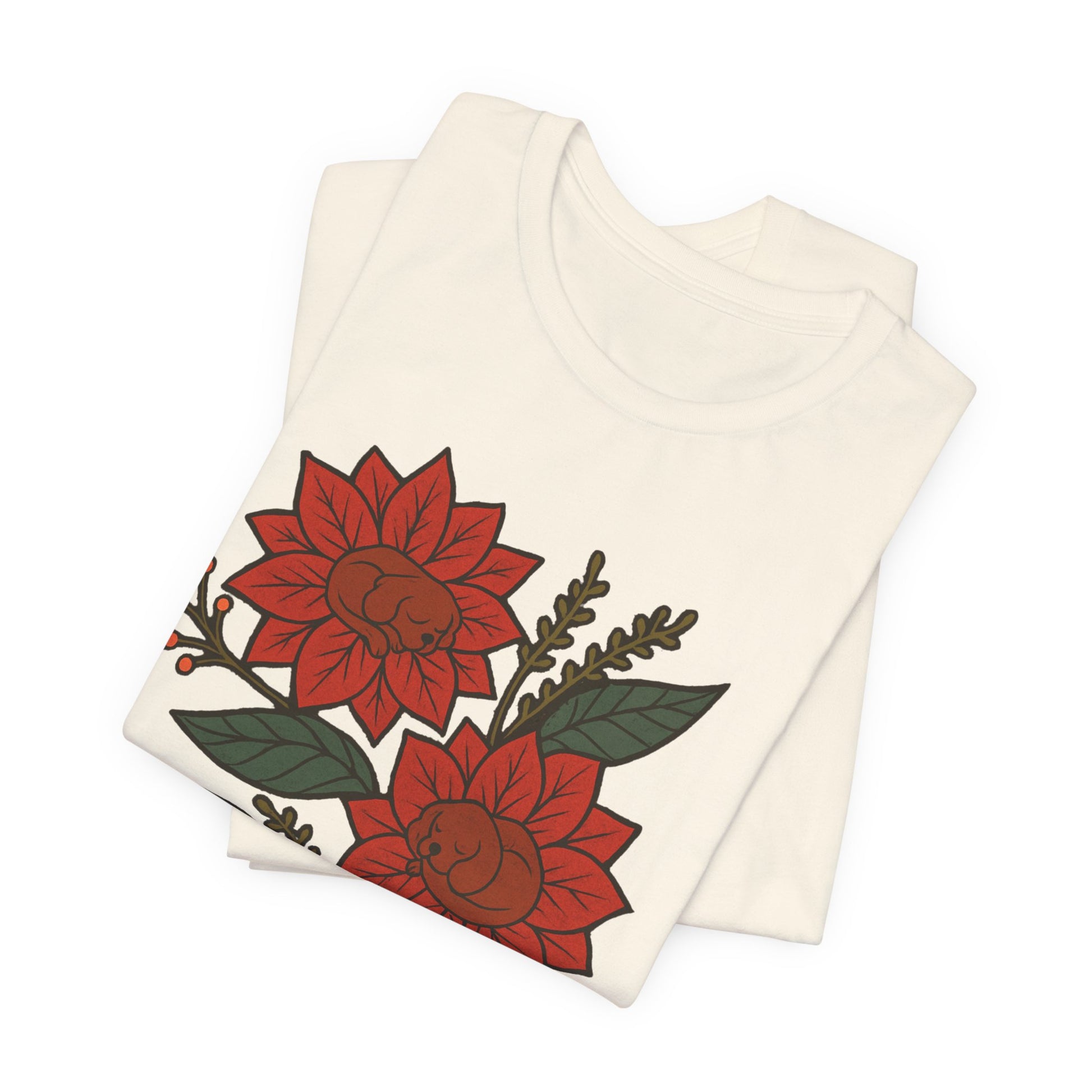 Ruby Cavalier Holiday Flowers Sleeping TShirt