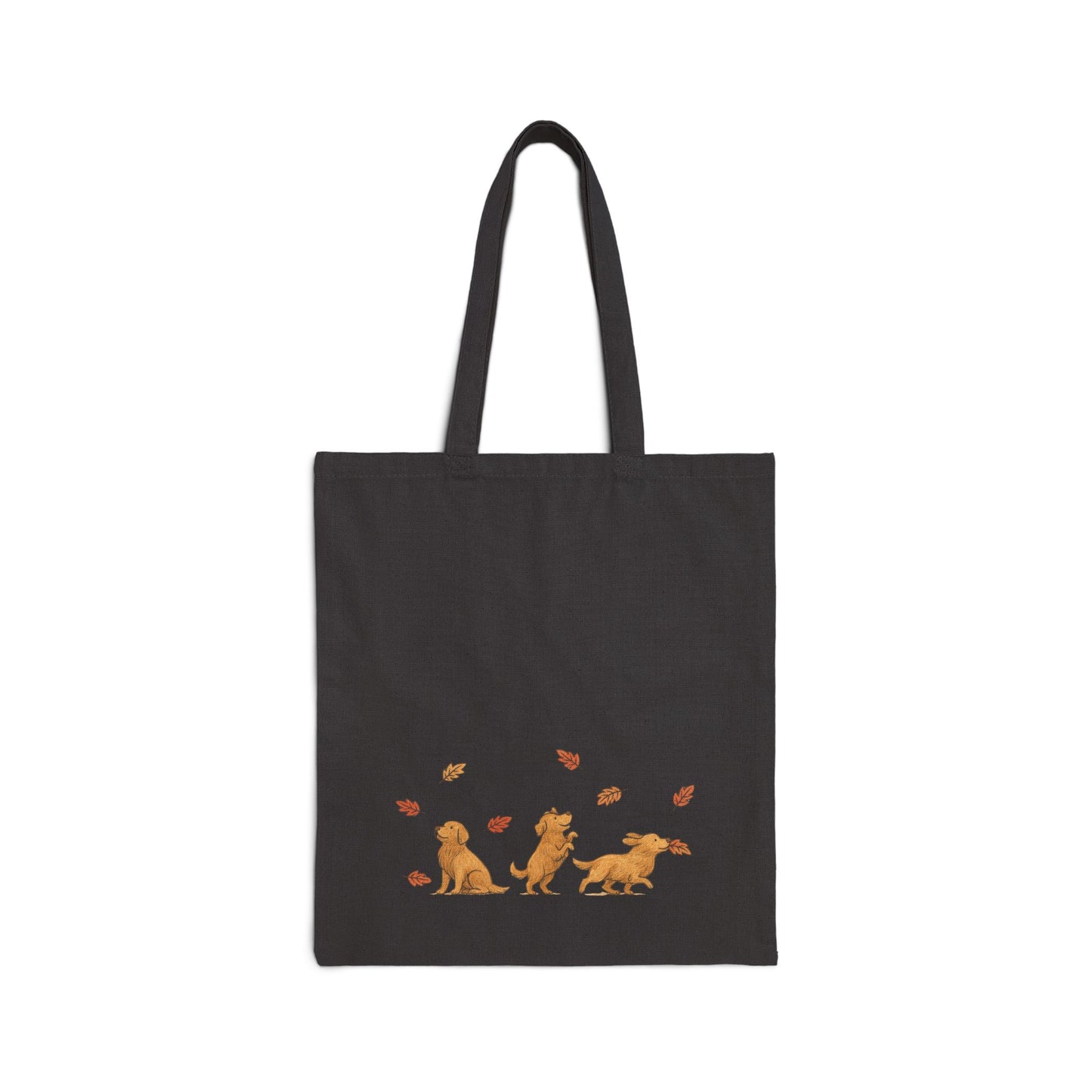 Golden Retriever Chasing Leaves Tote Bag
