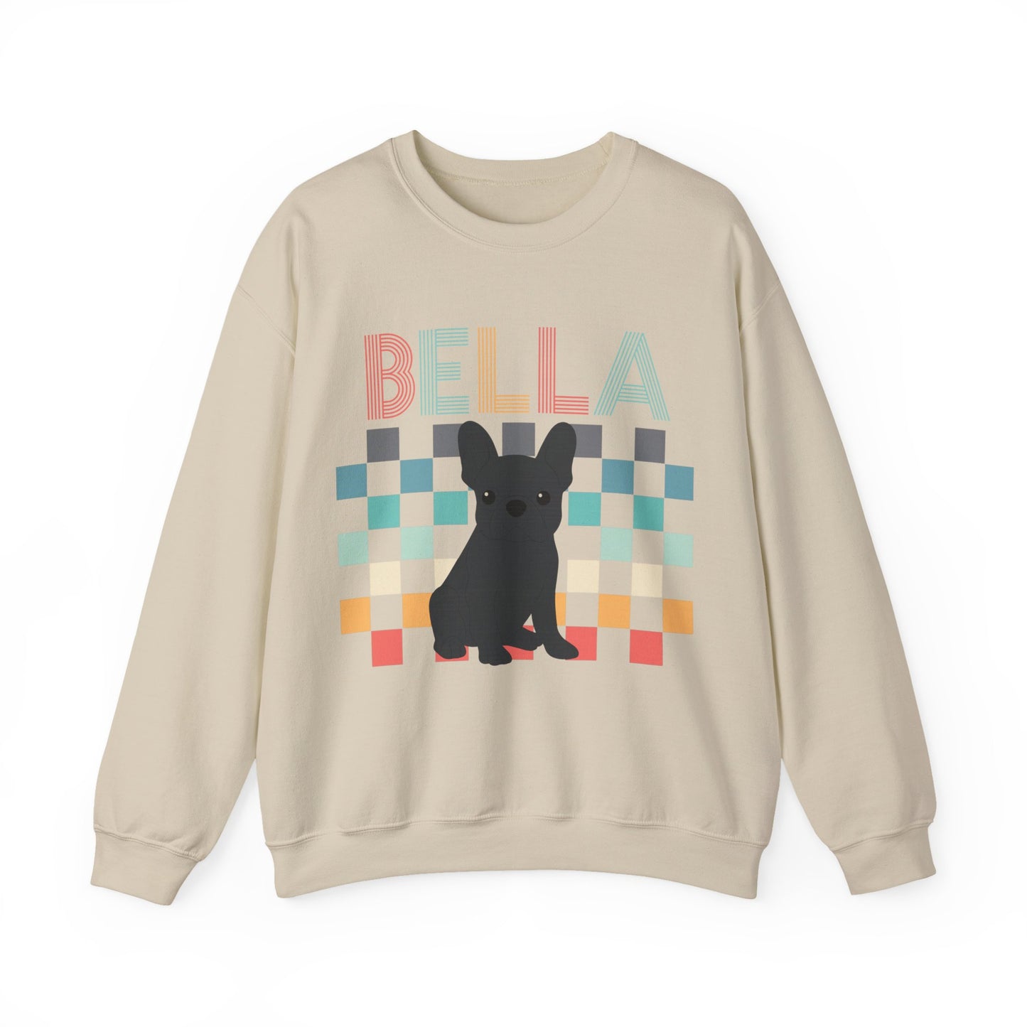 Black French Bulldog Retro Checkered Sweatshirt
