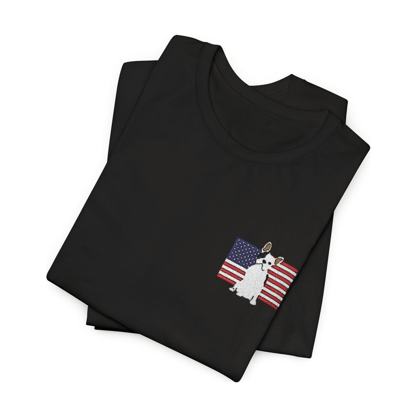 Embroidered Flag Piebald Frenchie TShirt
