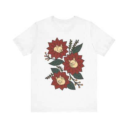 White Frenchie Holiday Flowers Sleeping TShirt