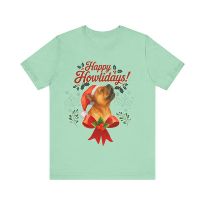 Fawn French Bulldog Happy Howlidays TShirt