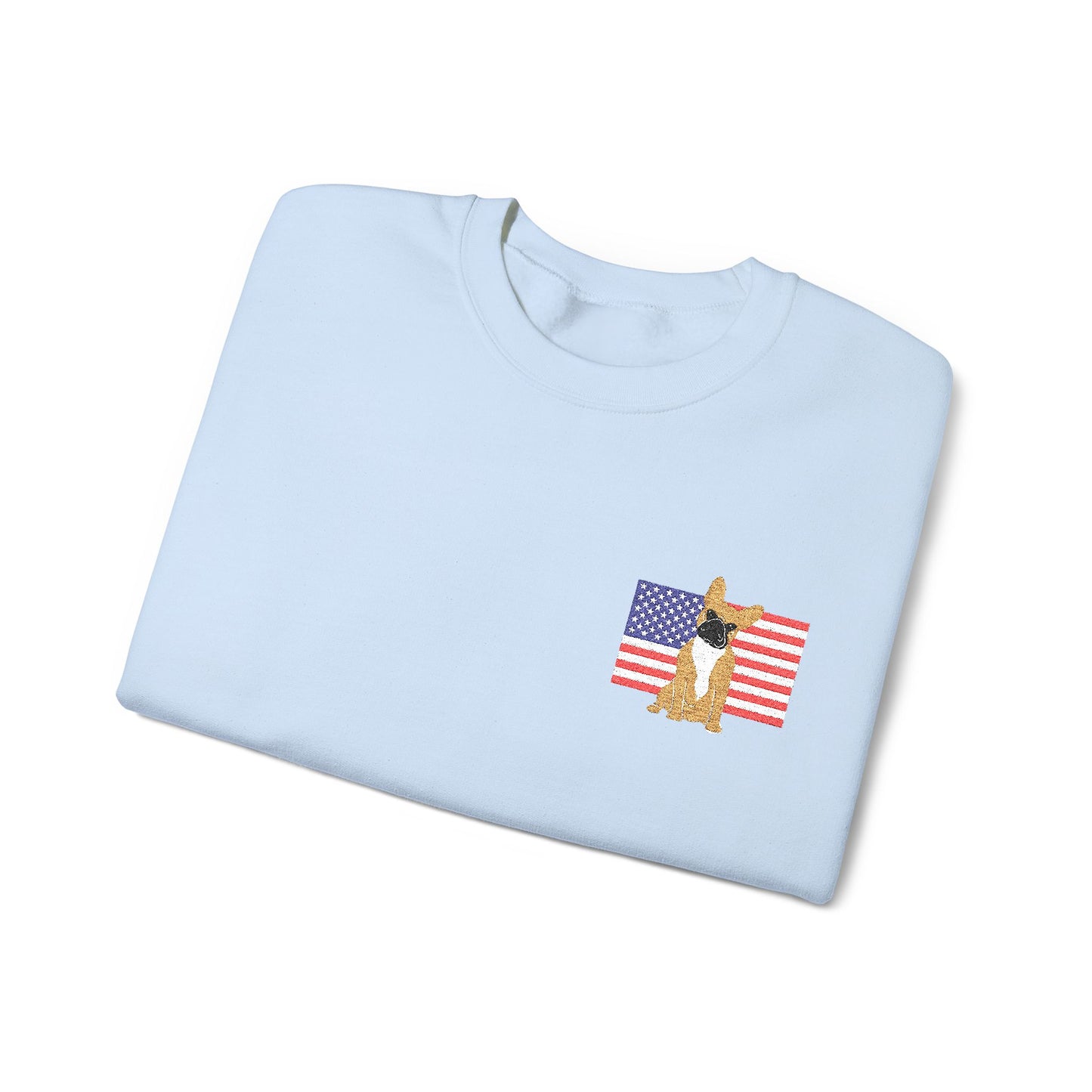 Embroidered Flag Fawn Frenchie Sweatshirt