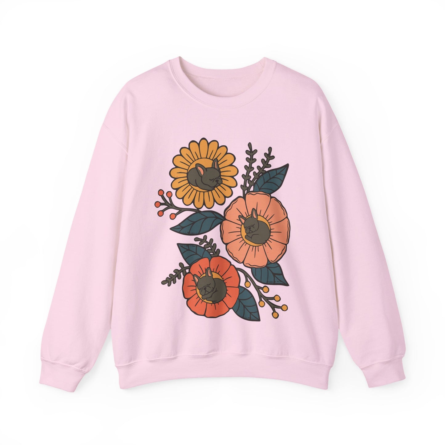 Black Frenchie Sleeping Flowers Sweatshirt