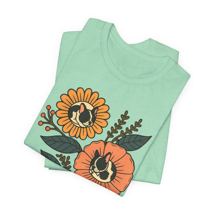 Piebald Frenchie Sleeping Flowers TShirt