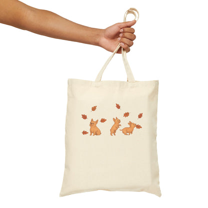 Fawn Frenchie Chasing Leaves Tote Bag