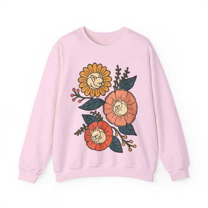 White Frenchie Sleeping Flowers Sweatshirt