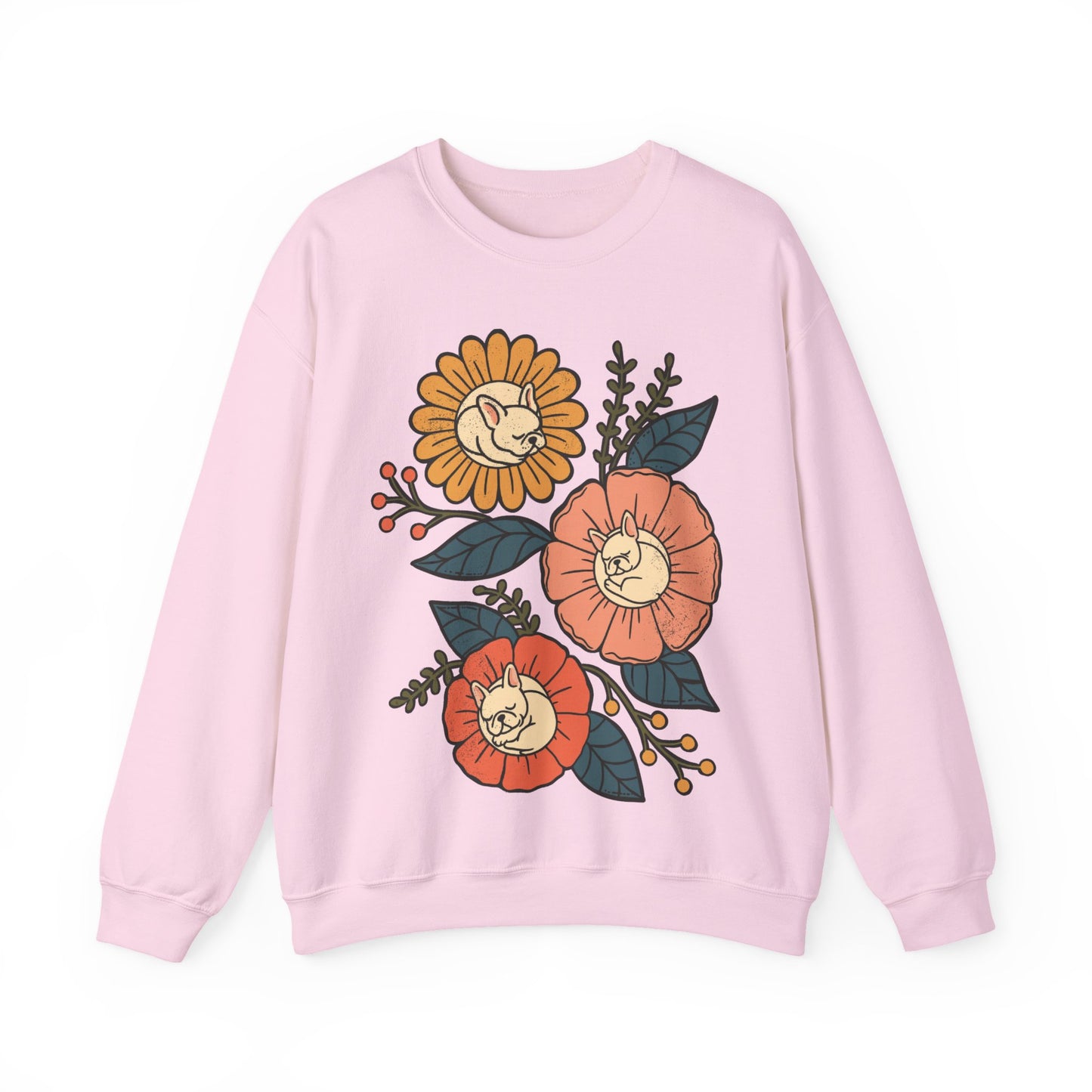 Piebald Frenchie Sleeping Flowers Sweatshirt