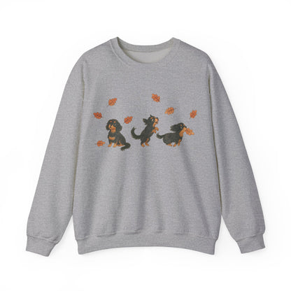 Black Tan Cavalier Chasing Leaves Sweatshirt