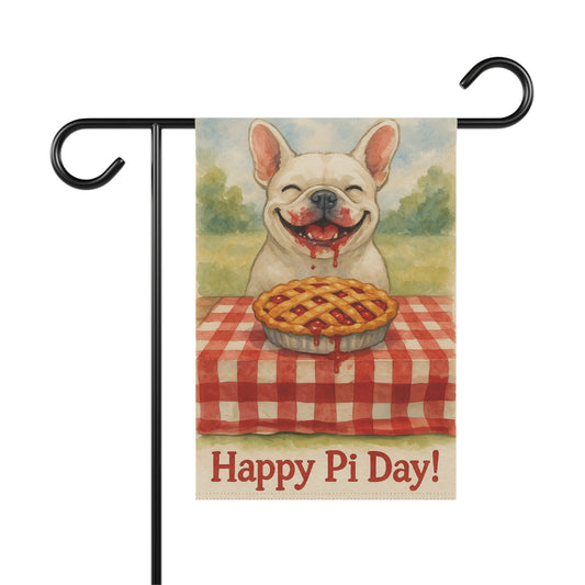 White French Bulldog Pi Day Garden Flag