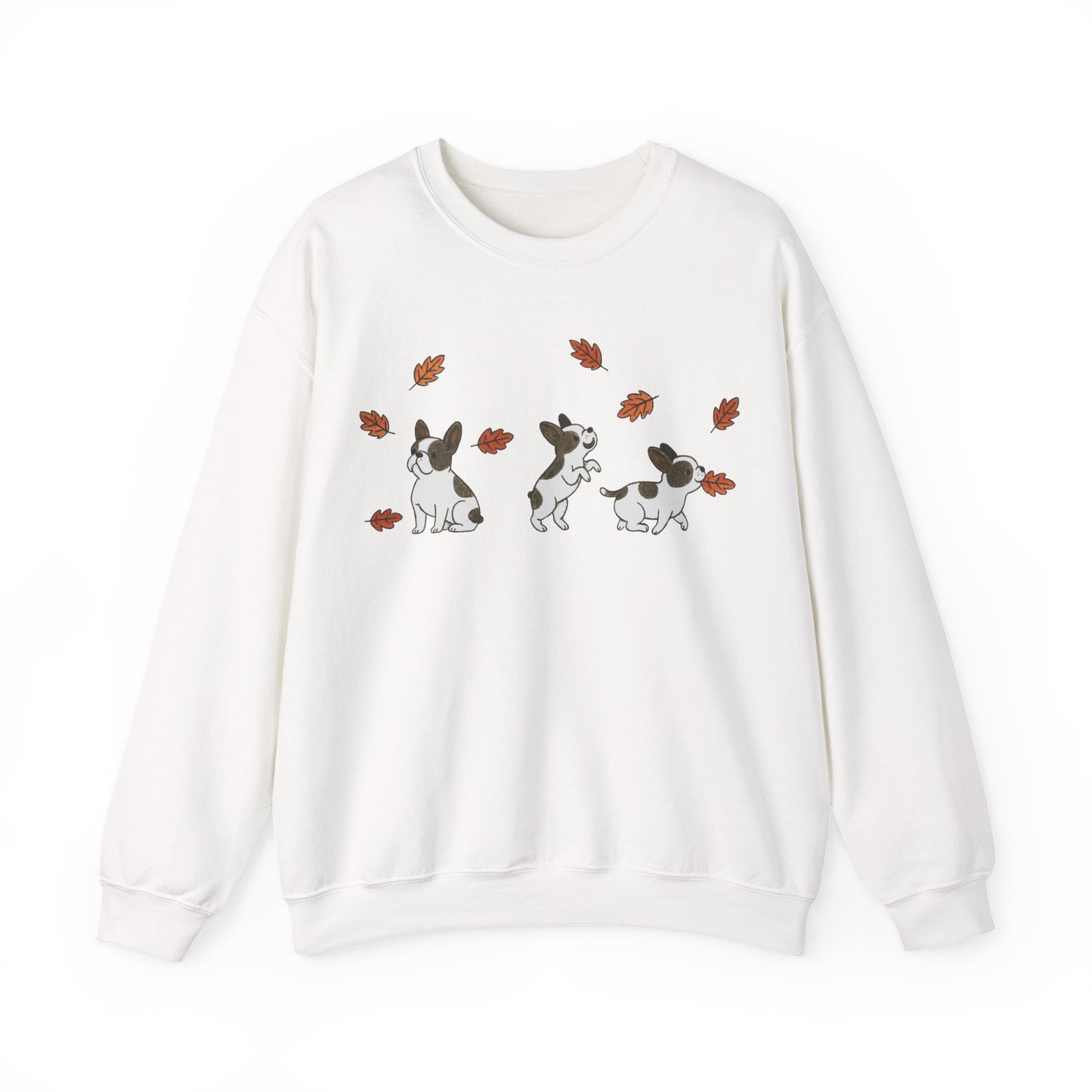 Piebald Frenchie Chasing Leaves Sweatshirt