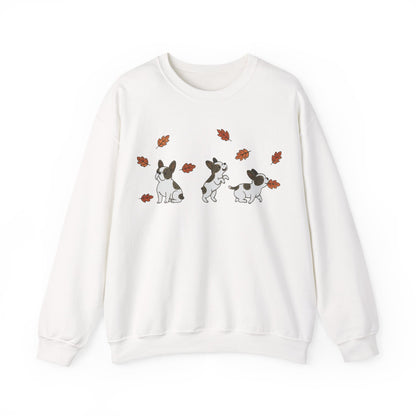 Piebald Frenchie Chasing Leaves Sweatshirt