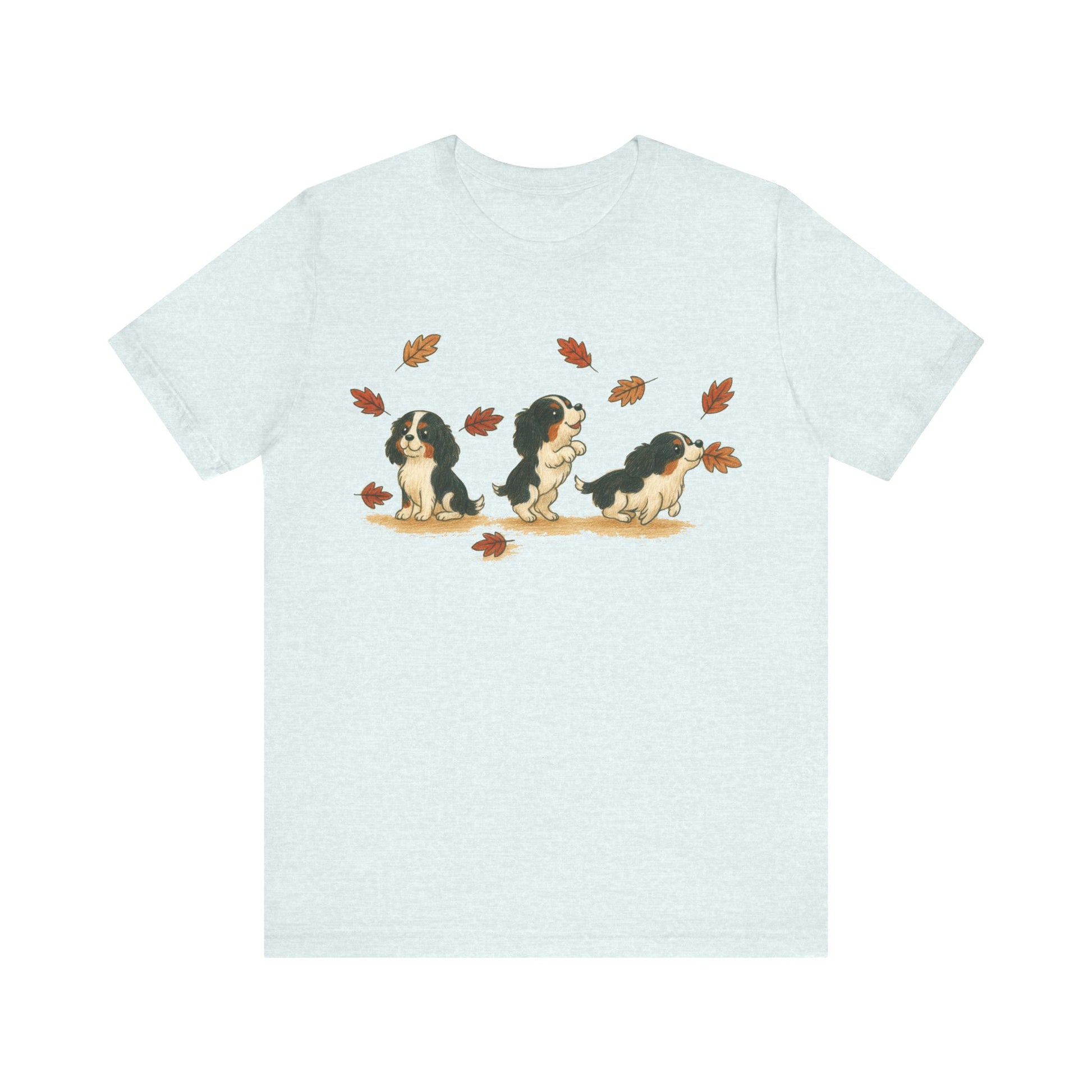 Tricolor Cavalier Chasing Leaves TShirt