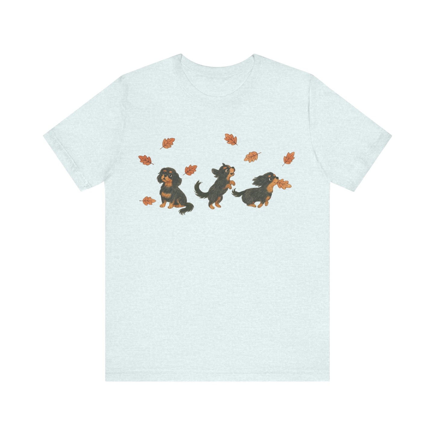 Black Tan Cavalier Chasing Leaves TShirt