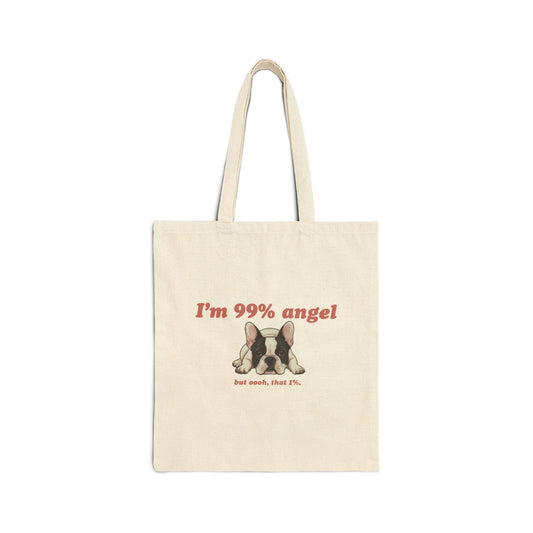 Piebald Frenchie Angel 1% Tote Bag