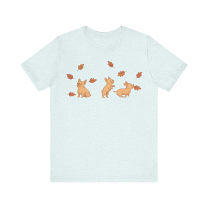 Fawn Frenchie Chasing Leaves TShirt