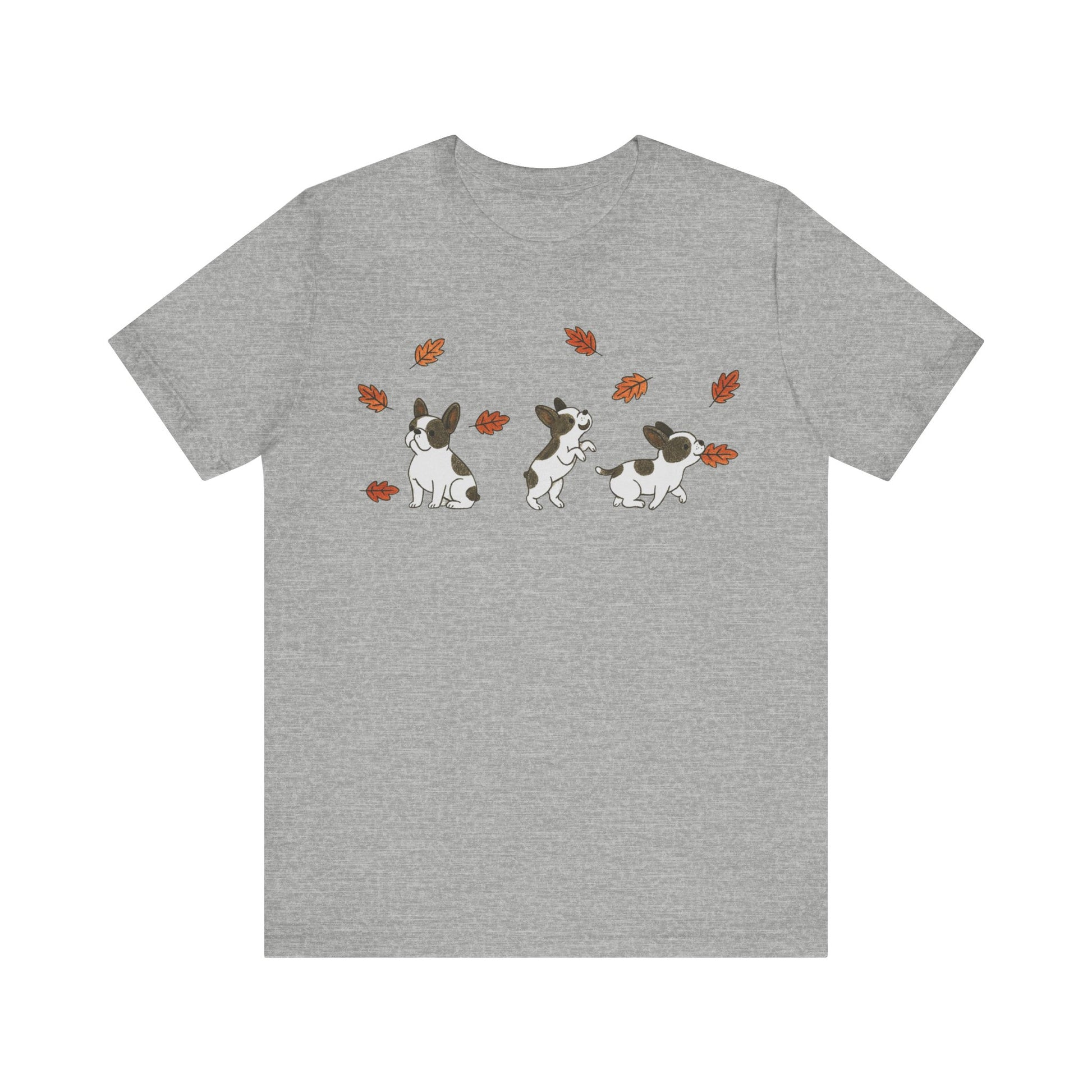 Piebald Frenchie Chasing Leaves TShirt