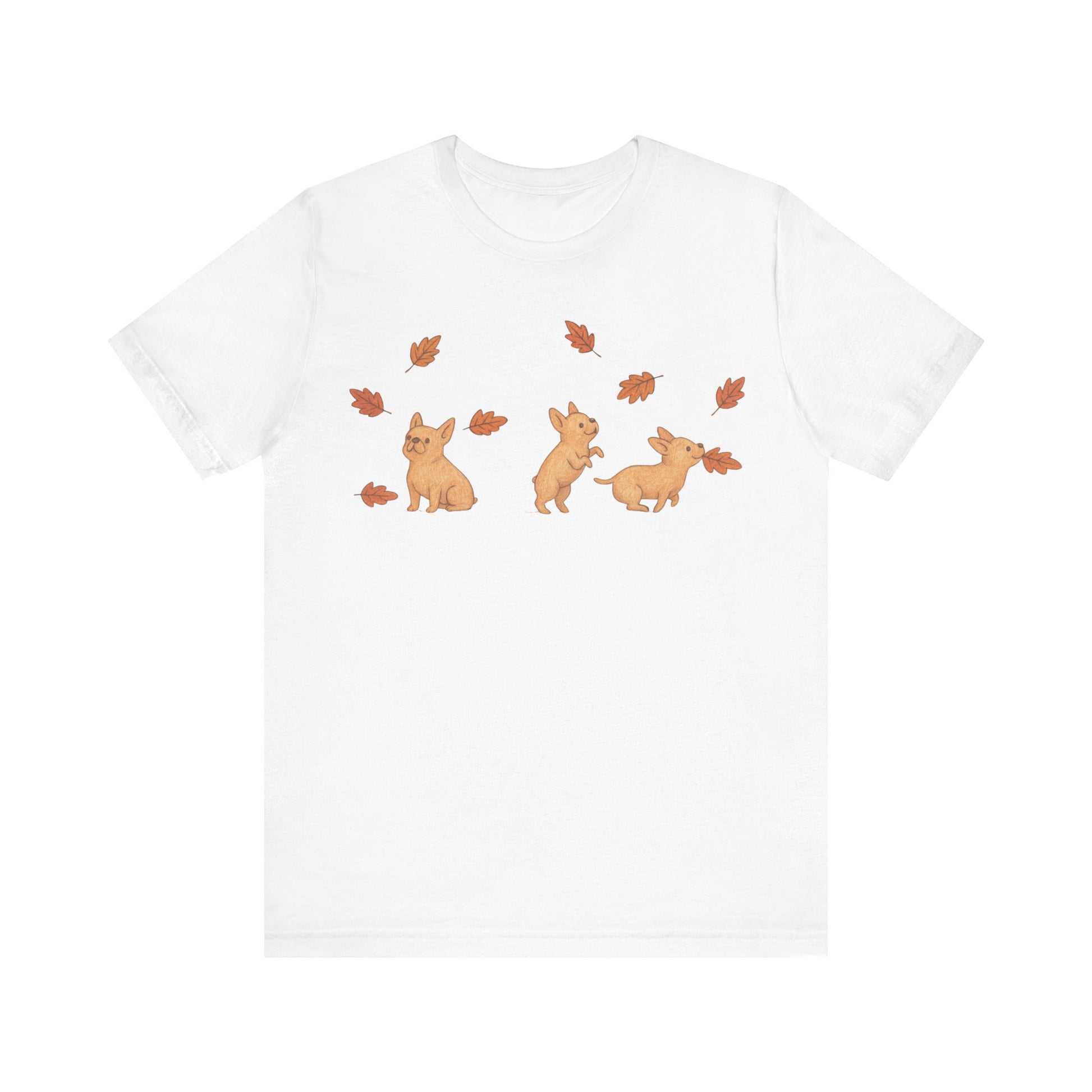 Fawn Frenchie Chasing Leaves TShirt