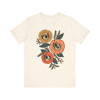 Piebald Frenchie Sleeping Flowers TShirt