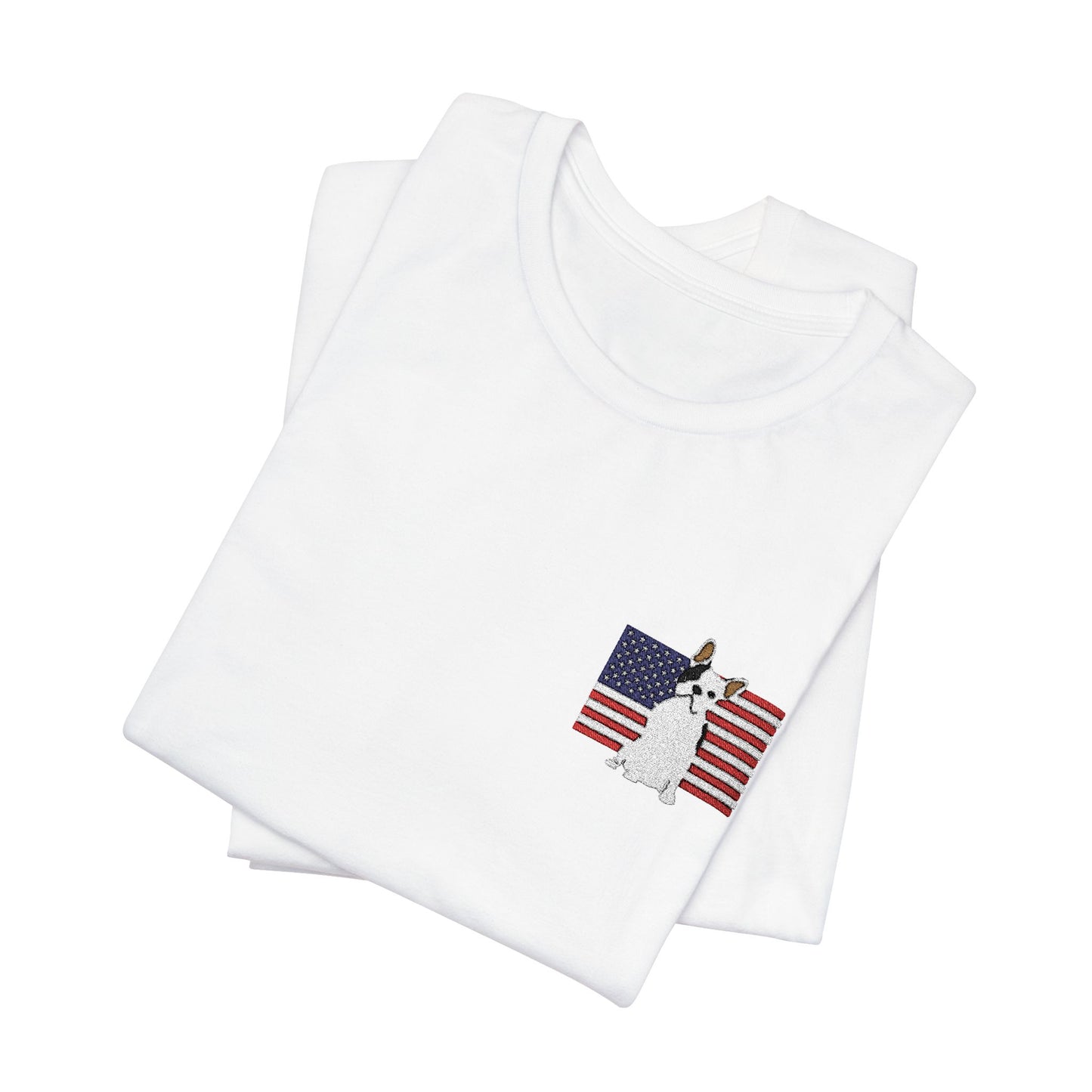 Embroidered Flag Piebald Frenchie TShirt